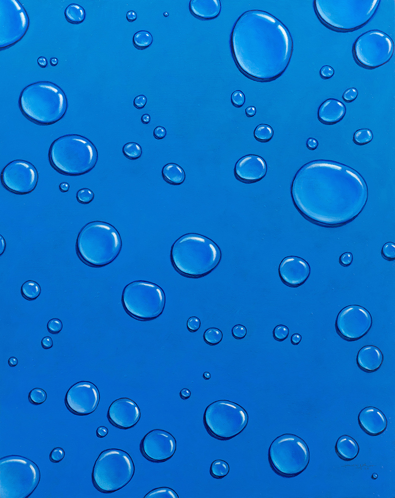 Water Drops on Blue